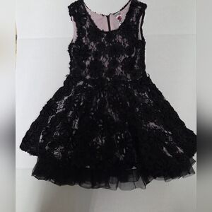 Knitworks Black Lace Floral Girls Dress